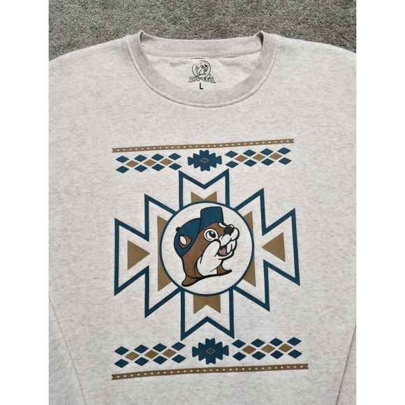 Buc-ees Aztec Tunic Pullover Sweatshirt Soft Womens Large Beige - Picture 3 of 12
